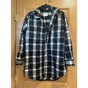 Old Navy Black and White Women's Shacket Size Medium Button Front